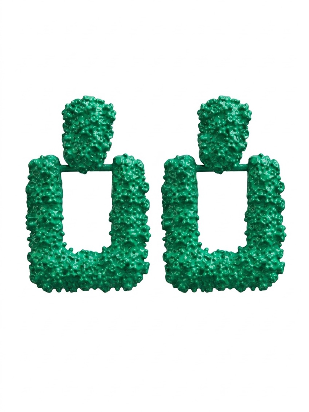 Fashion Jewelry Emerald Green Textured Drop Earrings - Women Jewelry